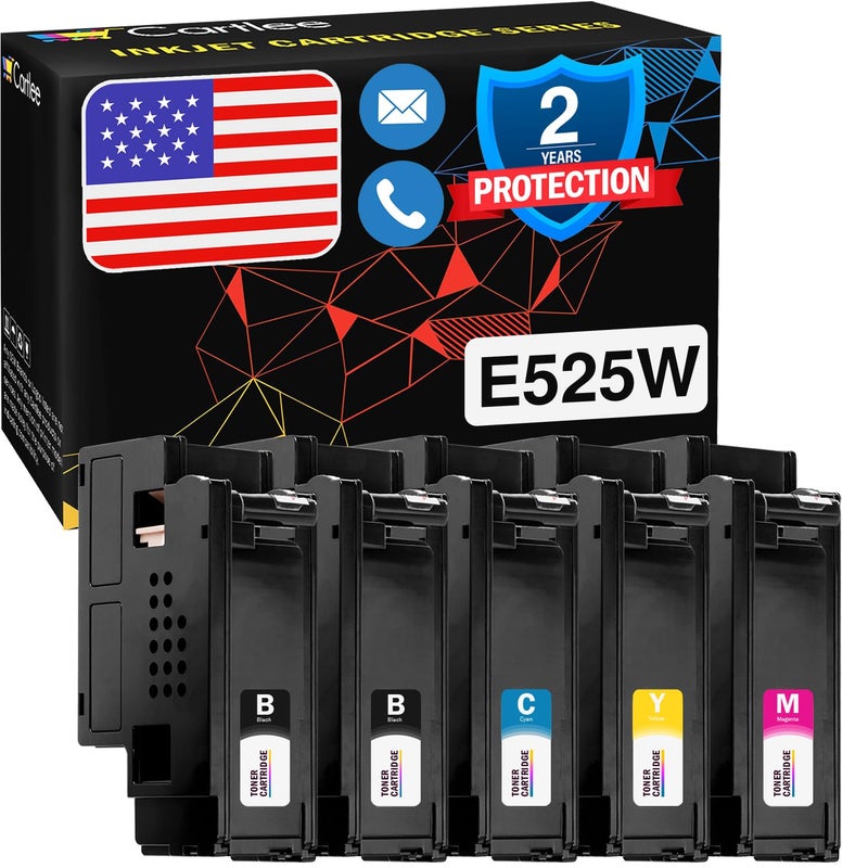 Cartlee Compatible Toner Cartridges Replacement for Dell E525DW E525W 525W 525 525DW DPV4T H3M8P Color High Yield Laser Printers Ink (2 Black, 1 Cyan, 1 Magenta, 1 Yellow) - Image 1